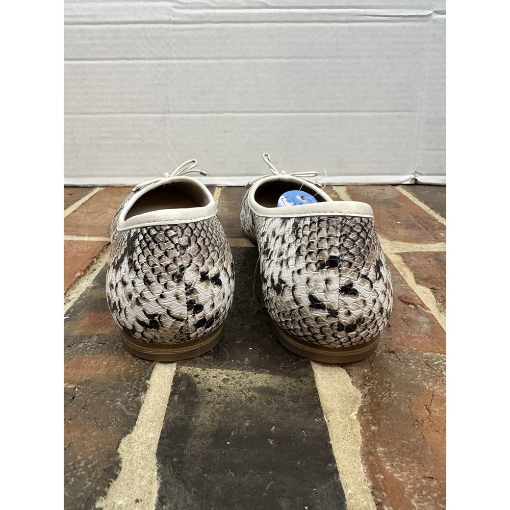 Gianni Bini Snake Skin Print Ballet Flats Bow Leather Cream Black Tan Women's 9 - Picture 4 of 6